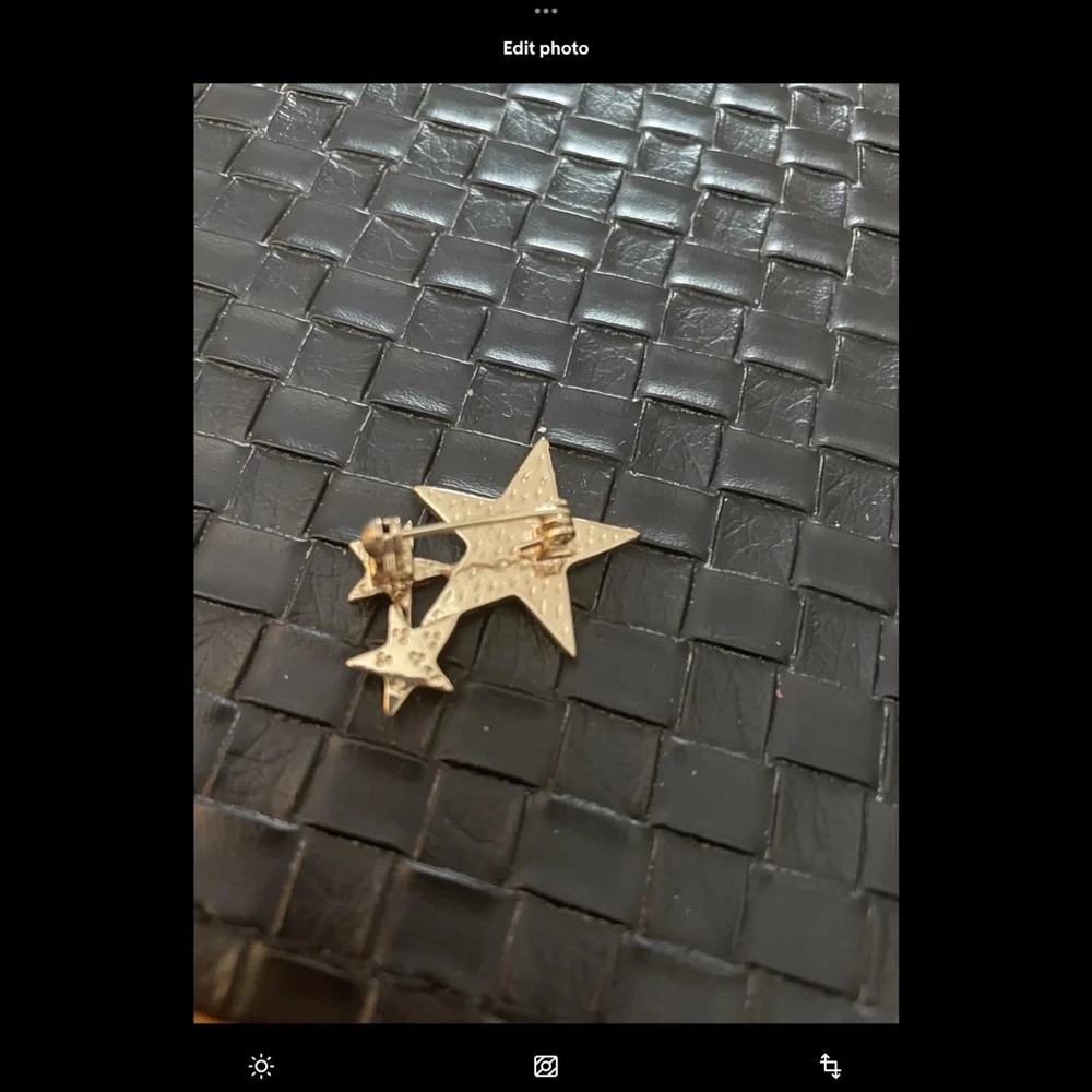 Stars Brooch Pin Three Stars Delicate Gold With Faux Diamonds